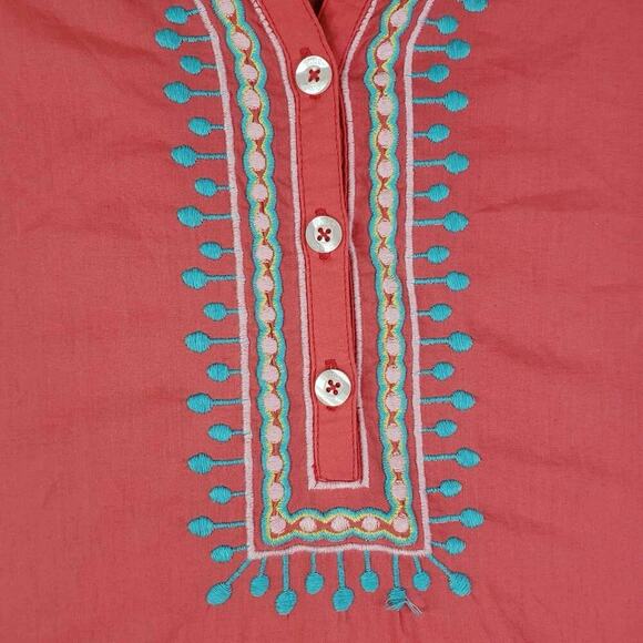 Lilly Pulitzer Tunic Top Shirt Pink Coral Women’s Size Medium M Embroidered - Picture 4 of 10